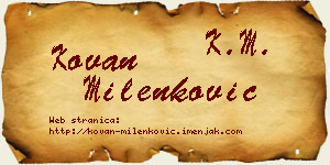 Kovan Milenković vizit kartica
